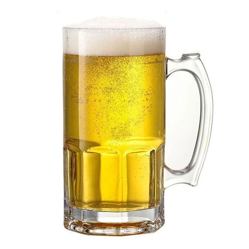 1000 ml großes Fassungsvermögen mit Griff, großer Glas-Bierbecher, dicker, hitzebeständiger Teebecher, großer Entwurfsbierbecher