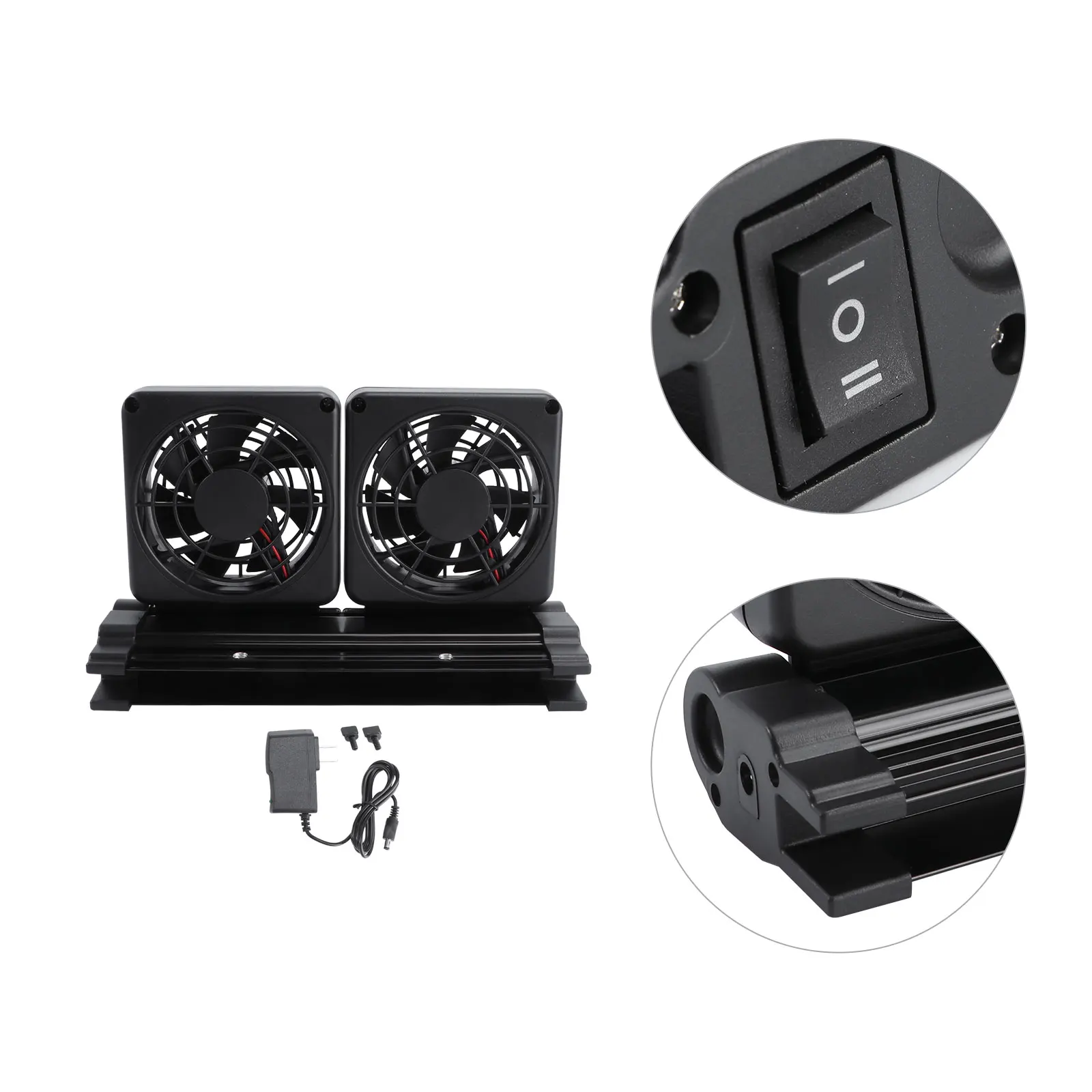 

2pcs Cooling Fan for Heat Dissipation Aquarium Stable Clamp Wide Angle Strong Chiller Fish Tank 2 Speeds 2~3℃