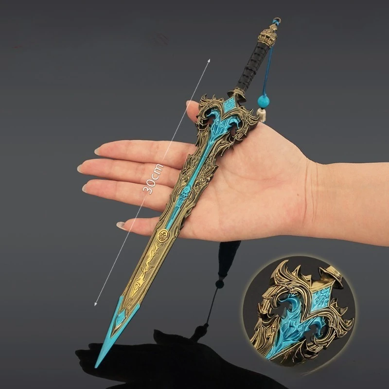 30 cm/11,81 Zoll Schöpfung der Götter 12 göttliche Schwerter alte Waffen Legierungsmodelle Metallspielzeugsammlung Ornamente Desktop-Geburtstag