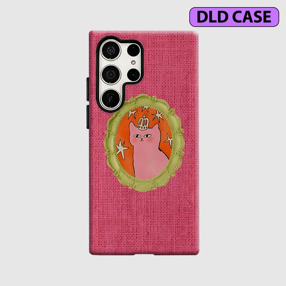 Royal Pink Cat For Samsung Galaxy S26 S25 S24 A56 A36 Phone Case Double-Layer Protection Cover for Women Girl