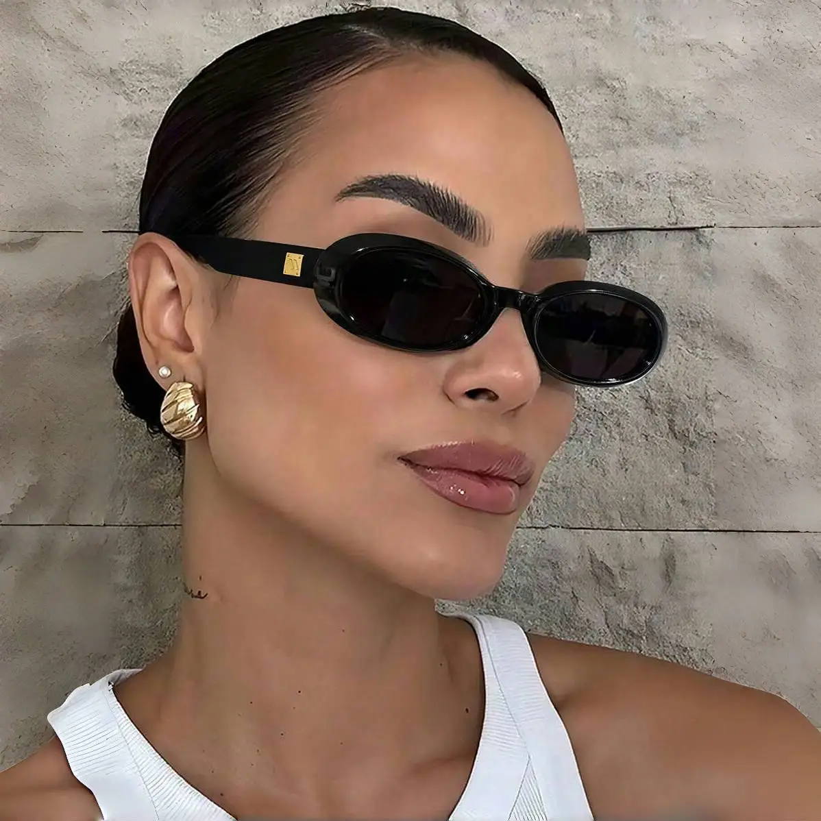 

Fashion cat eye small frame oval women's sunglasses fashion designer brand men's sunglasses travel driving glasses UV400