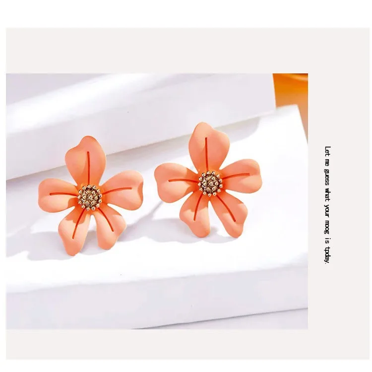 New Spring Summer Flower Earring For Women Cute Girl Y2K Style Jewelry Sweet Peach Blossom Women's Stud Earrings