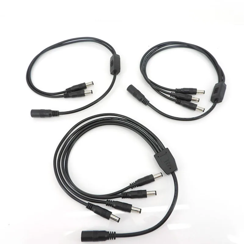 1 bis 2/3/4-Wege DC Buchse-Stecker Stromversorgungsverteilerkabel 20AWG 5A 5,5x2,5mm Kabeladapter für Streifenkamera
