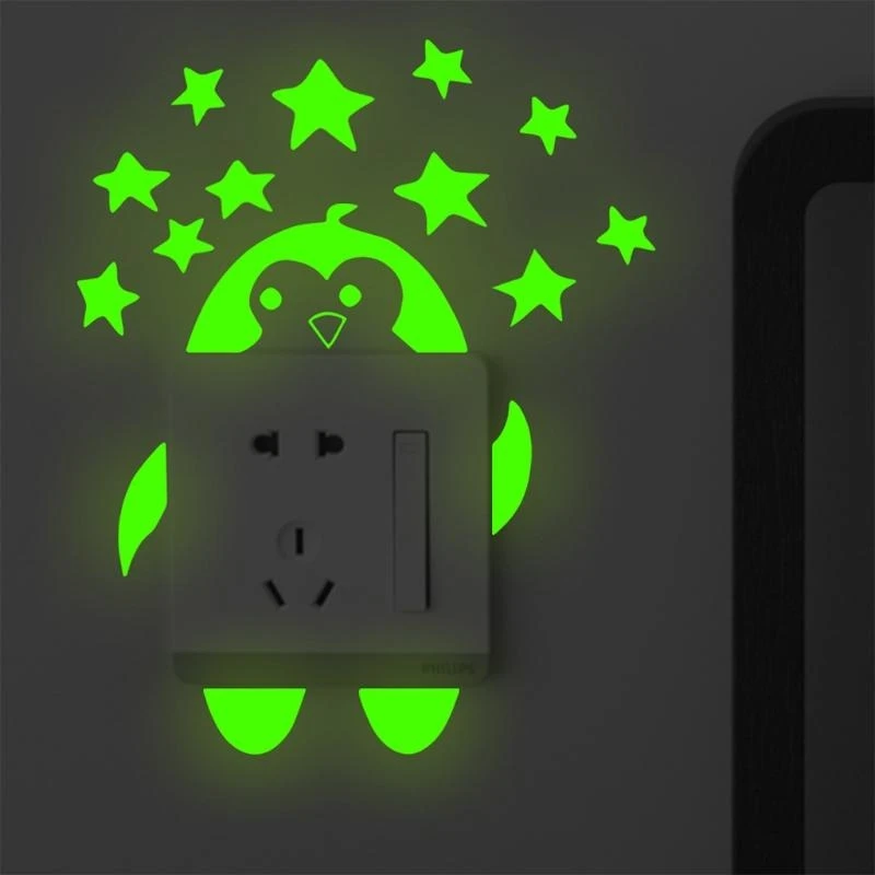 Cartoon Animals Luminous Switch Sticker Glow Wall Stickers Decal Home Kids Room Bedroom Decoration