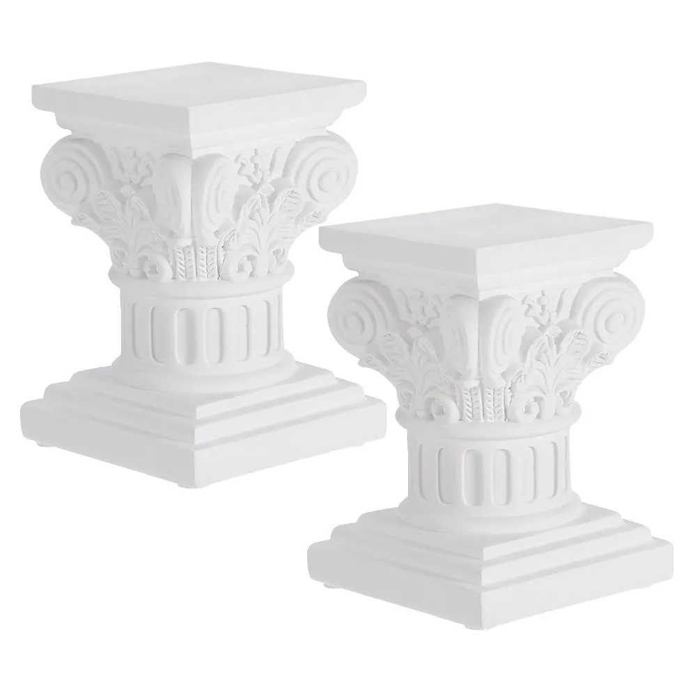 

2 шт. Скандинавские подставки для колонн в римском стиле, из смолы, для свадебного декора стола, белые винтажные колонны-подставки для полок в гостиной