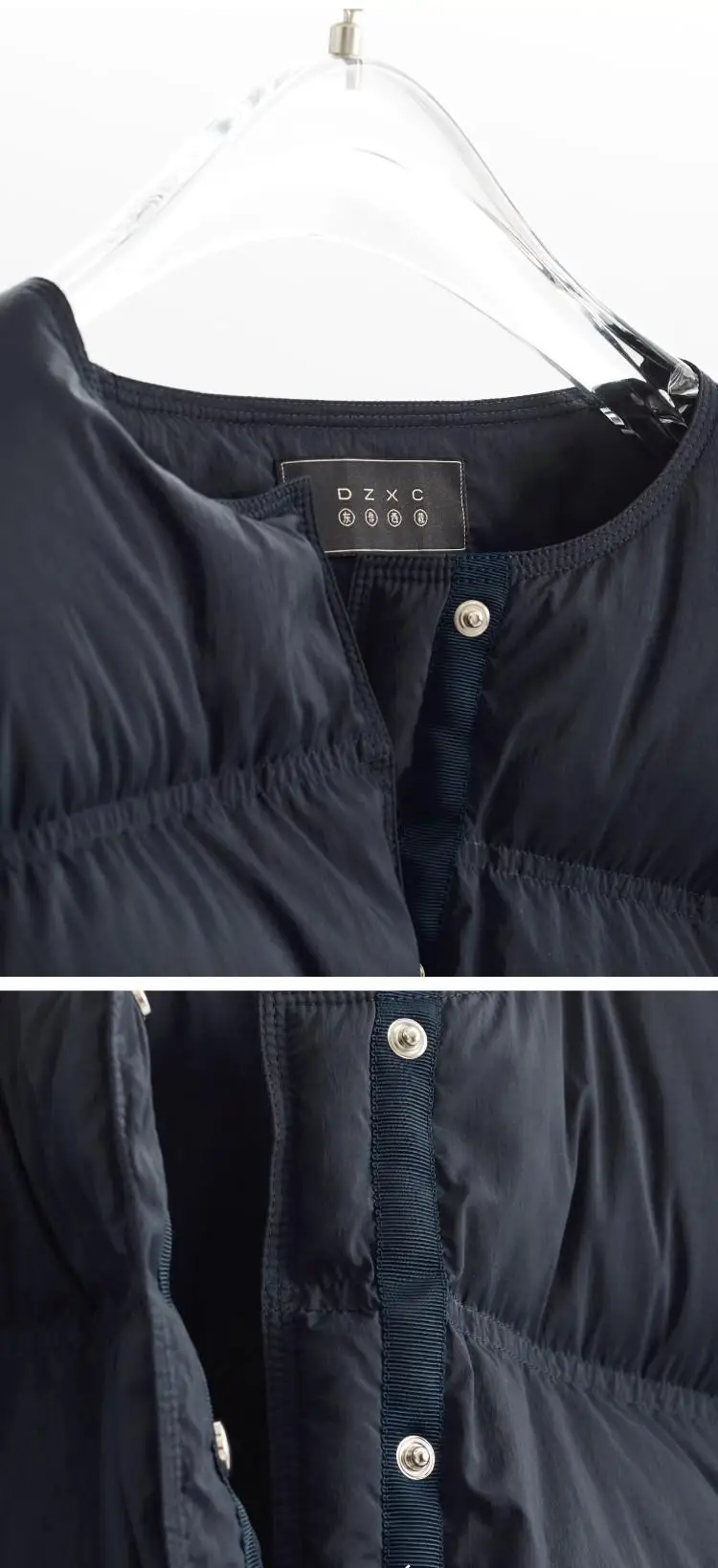 Collarless Short down Jacket, Petite Size, 90% White Duck down Puffer Jacket, Thickened Women's Coat