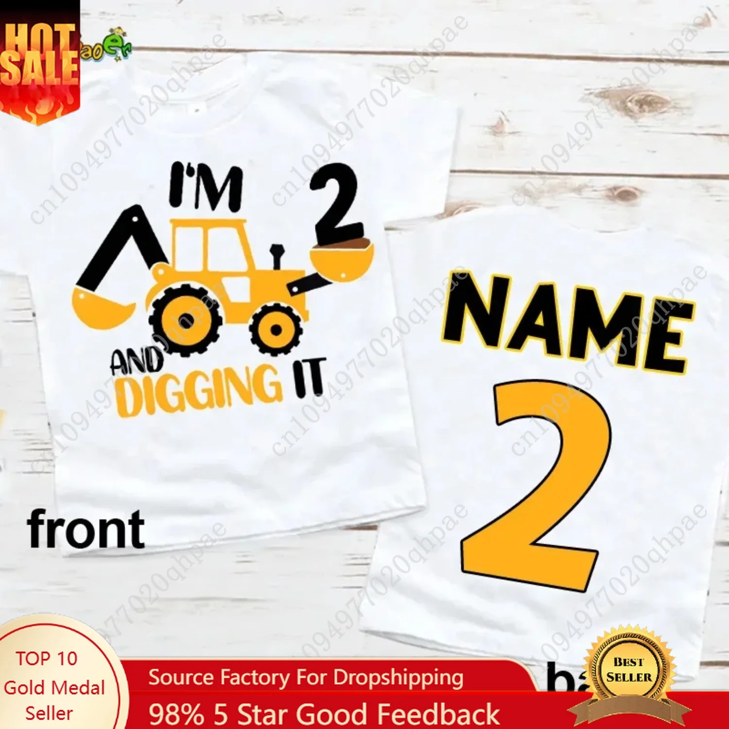Aangepaste naam 1-11 jaar oude print 2 zijden T-shirt bouw verjaardag shirt jongens T-shirt dump truck shirt graafmachine tshirt