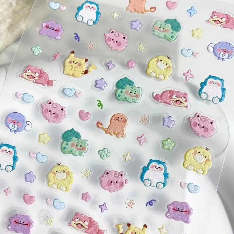Mode Pikachu Cartoon Nagelstickers Anime Vrouwen Leuke Nagel Decoratieve Relief Stickers Vinger Teen Nagel Decal Art Decoratie Gift