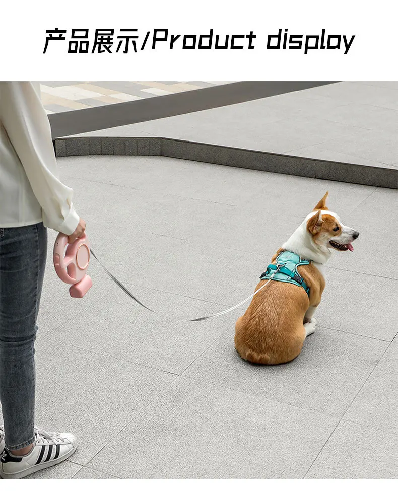 

The new automatic dog leash 3-meter retractable with trash can leash pet light rechargeable dog leash