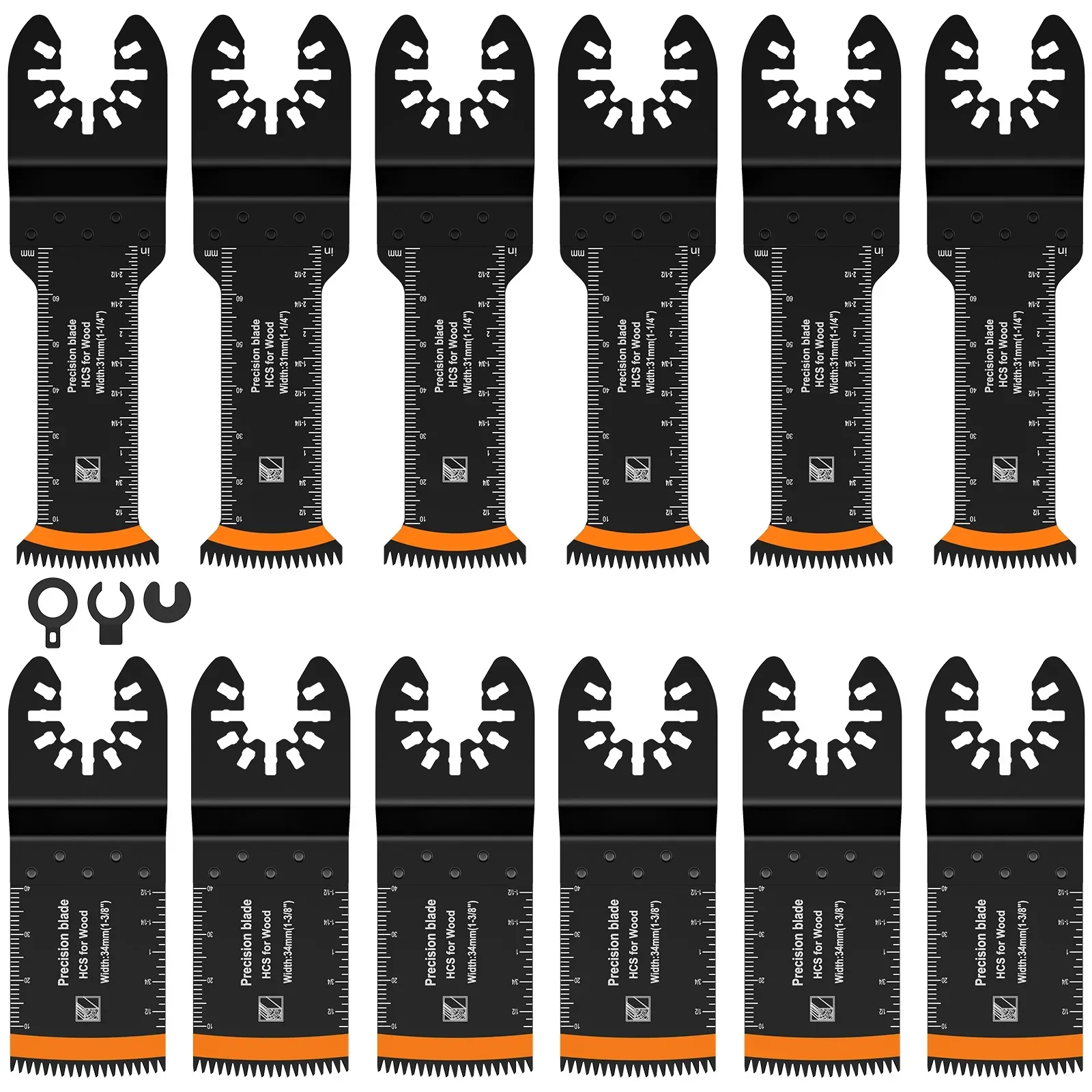 12PCS/Set Japanese Precision Tooth Oscillating Saw Blade Set High-Carbon Steel Oscillating Multitool Blade Extra-Long Curved