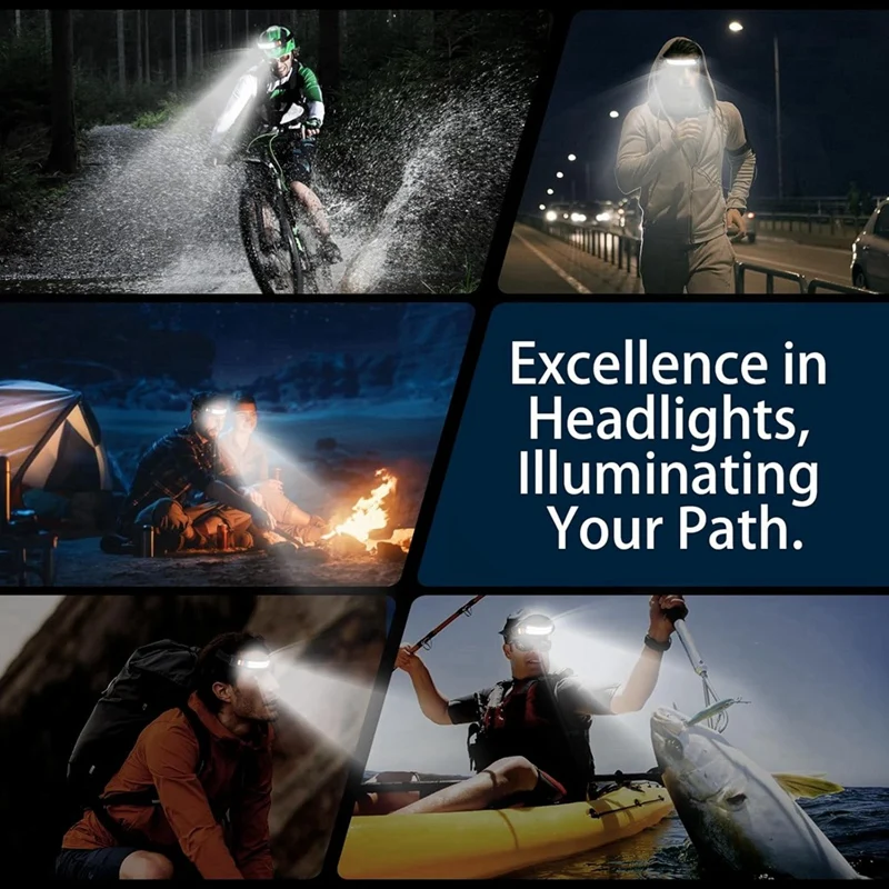 AB09-1200Mah Rechargeable Headlamp Flash Light, Led Sensor Headlamp Night Fishing Headlight For Outdoor Camping Running