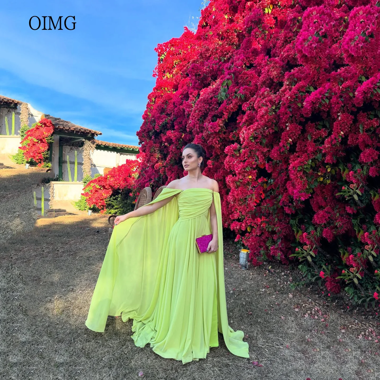 

OIMG Элегантное платье трапециевидной формы с короткими рукавами для выпускного вечера с открытыми плечами Вечернее платье длиной до пола для отпуска Вечернее платье 2025 по индивидуальному заказу