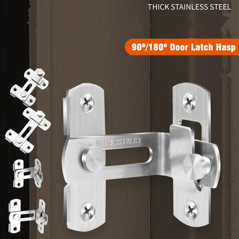 90/180 Degree Door Latches Hasp Bending Latch Buckle Sliding Lock Chain Barrel Bolt Security Tools For Window Cabinet Hotel Home