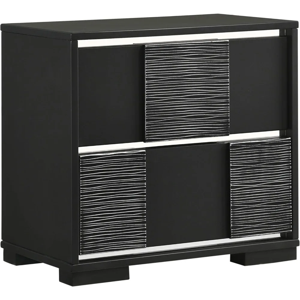 

Blacktoft Contemporary Wood 2-Drawer Bedroom Nightstand Bedside Table Organizer Unit Black