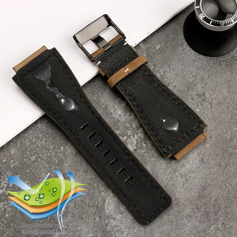 สําหรับ Bell & Ross สายนาฬิกา BR นาฬิกาผู้ชายเข็มขัด BR01 BR03 หนังสร้อยข้อมือ Bell Ross 35X24 มม. นูนอินเทอร์เฟซสําหรับชาย