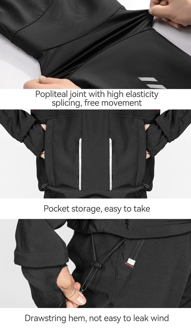 Rockbros Radsport bekleidung Set Winter wind dicht reflektierende Rad trikot Thermo Fleece Hose Regenschutz Set Männer Frauen Sportswear – Detail 18