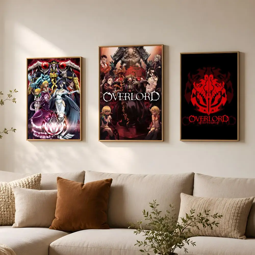 Anime O-Overlord-d Poster Vintage Self Adhesive PP Wall Art for Living Room Bar Bedroom Home Decor Gift