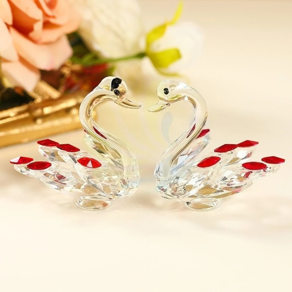 Crystal Swan Creative Living Room Hallway Ornament Home Desktop Decoration Christmas Gift for Couples