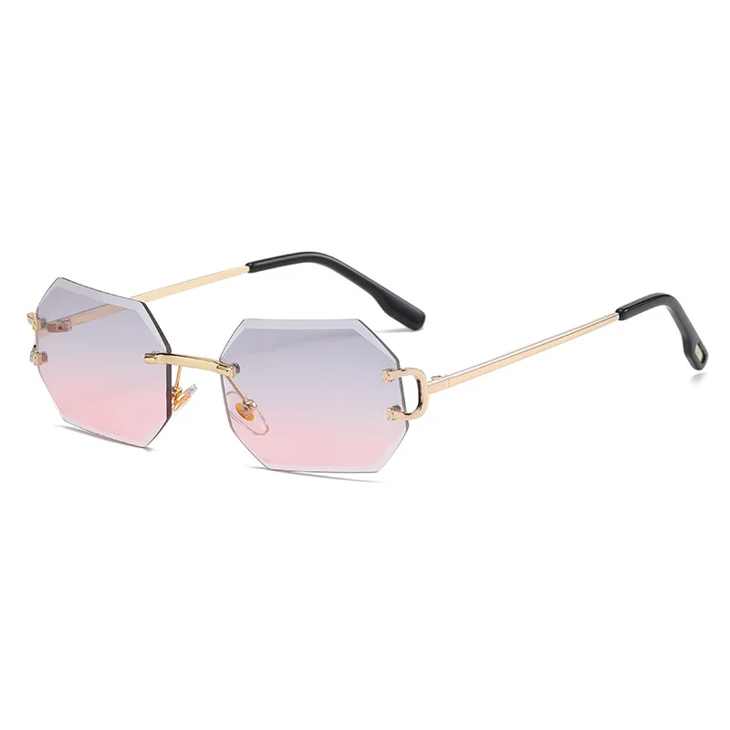 

Octagon Frameless Cut Edge Lenses 2021 New Fashion Women Luxury Sunglasses Female Glasses Women Rimless Sunglasses For Men UV