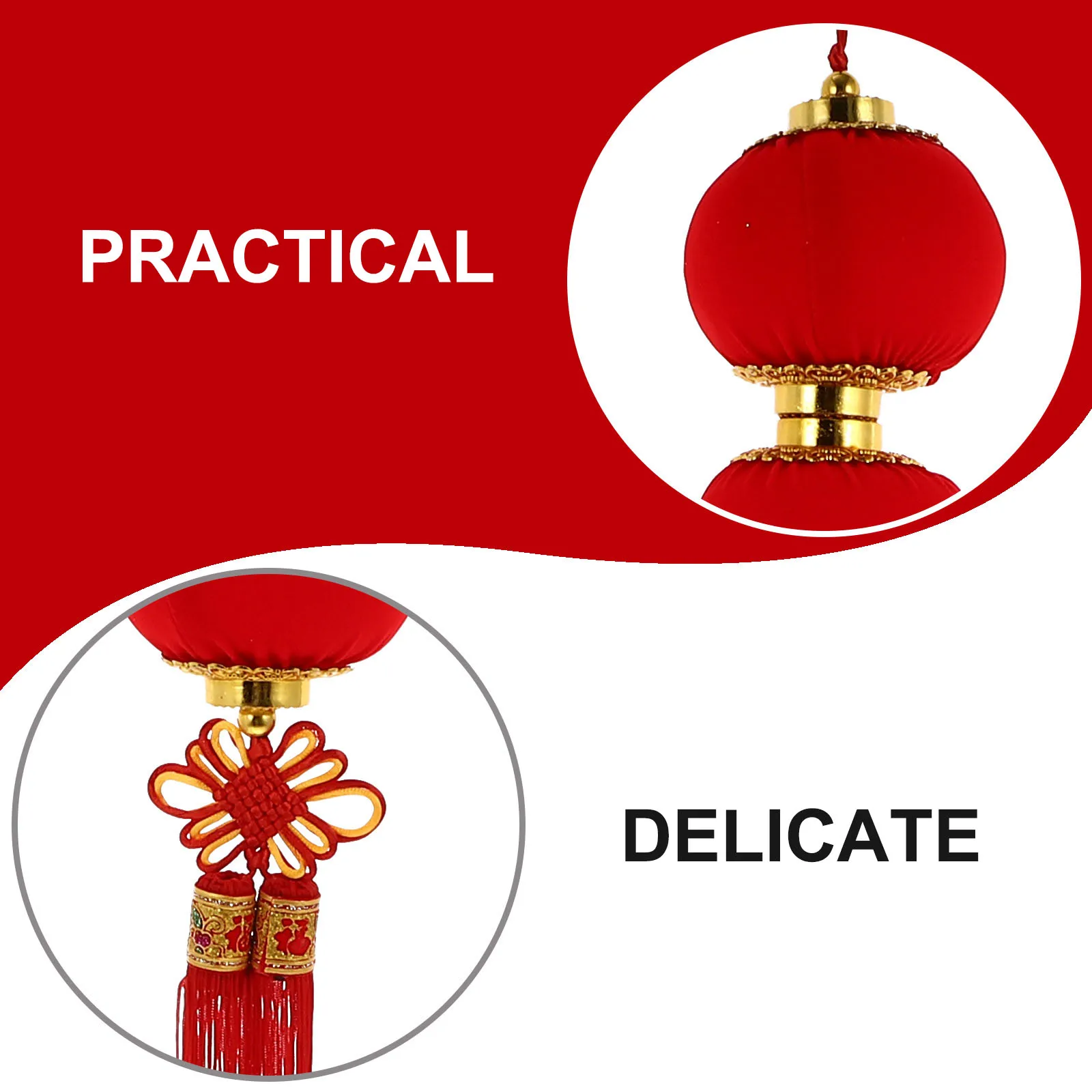 

New Year Lantern Ornaments Flocking Cloth Decorations Spring Festival Hanging Supplies Chinese Style Pendant Outdoor Garden