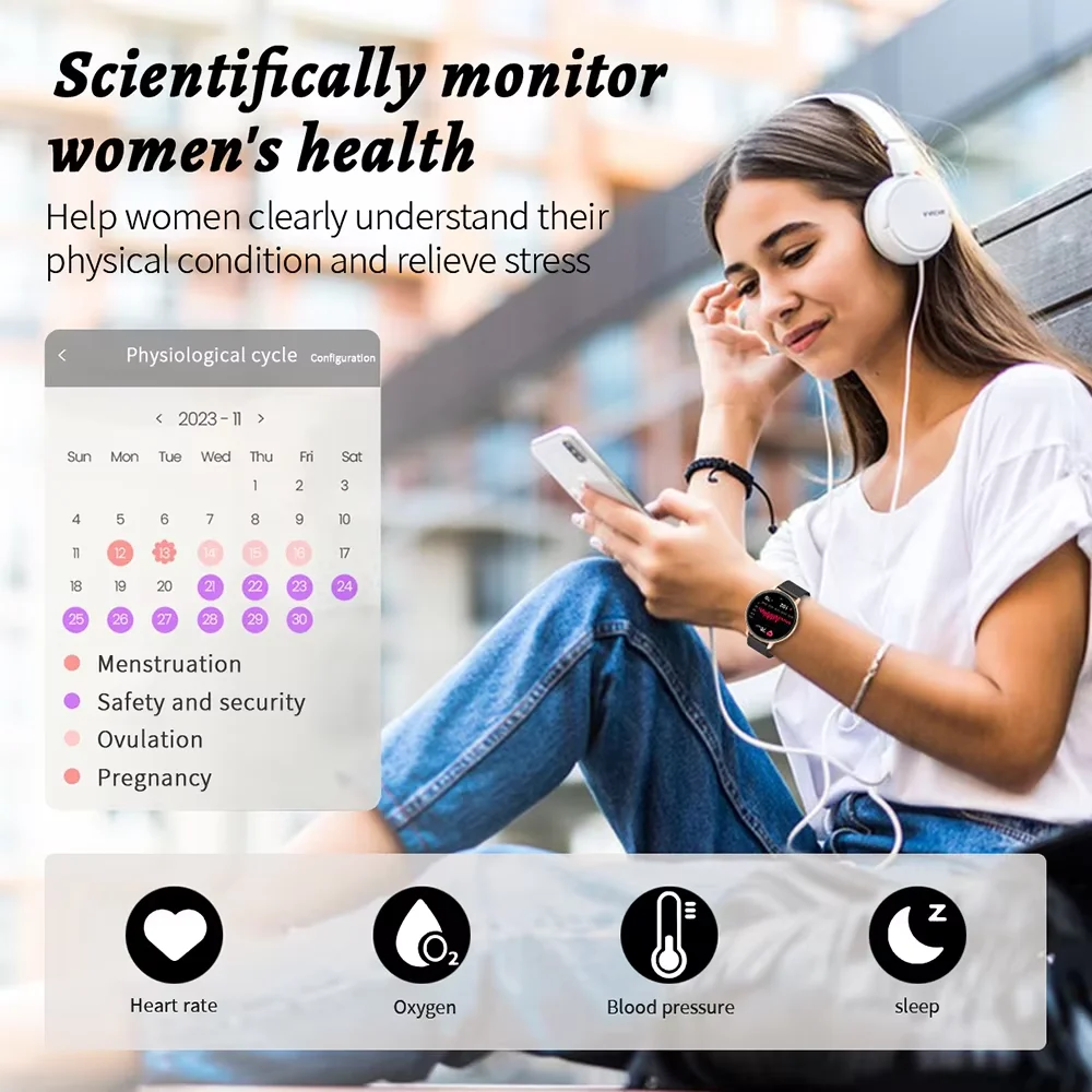 LIGE 2025 Smart Uhr Frauen Bluetooth Anruf Benutzerdefinierte Zifferblätter Uhren Blut Sauerstoff Monitor Sport Männer Smartwatch Damen Für Android IOS