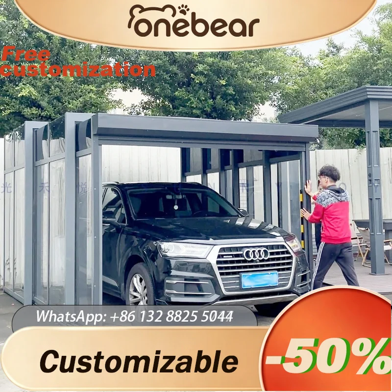 Any Size Custom Aluminum Glass Retractable Electric Carport Sunroom Color Folding Structure For Vehicle Outdoor Household