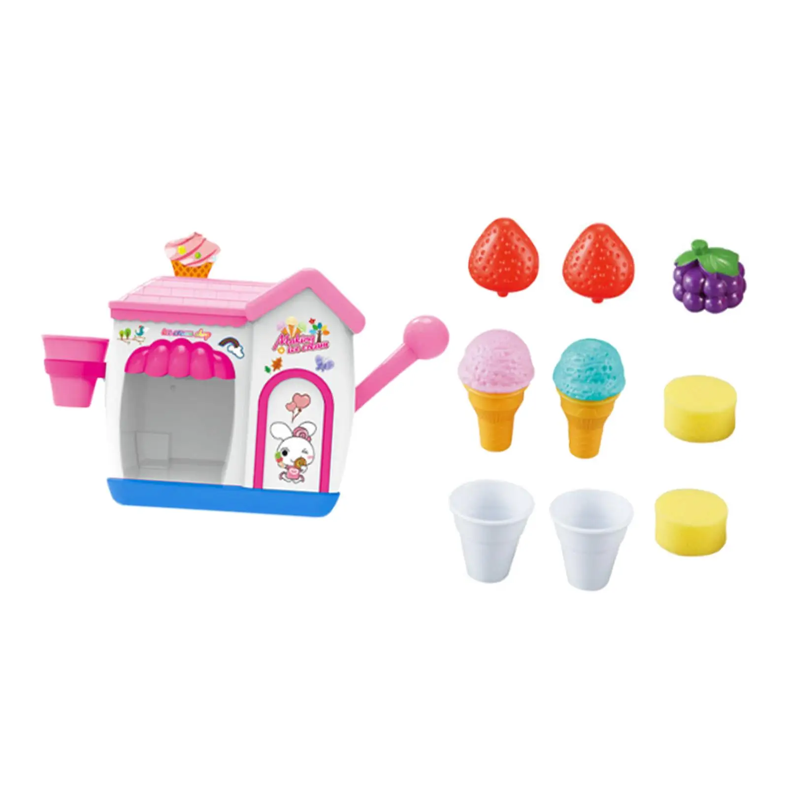 Ice Cream Foam Bubble Maker Bathtub Toy for Children Age 4-8 Baby Bath Fun ABS Plastic Pretend Cake Play Set Birthday Gift