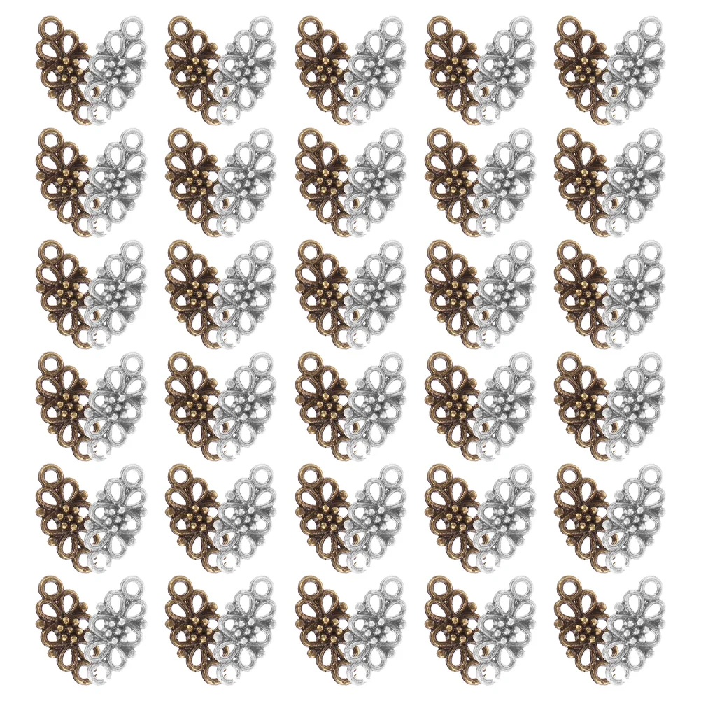 

60pcs Retro Pendant Decoration Silver Connectors Jewelry Making Alloy Charms Bracelets DIY Kits Vintage Accessories