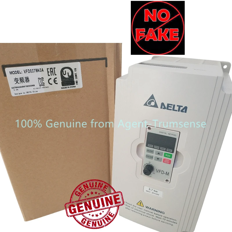 Delta Inverter 3.7 KW VFD037M43A 3 Phase 380V to 460V Rated 8.2A 100% New 3700 W VFD Series Variable Speed AC Motor Drive