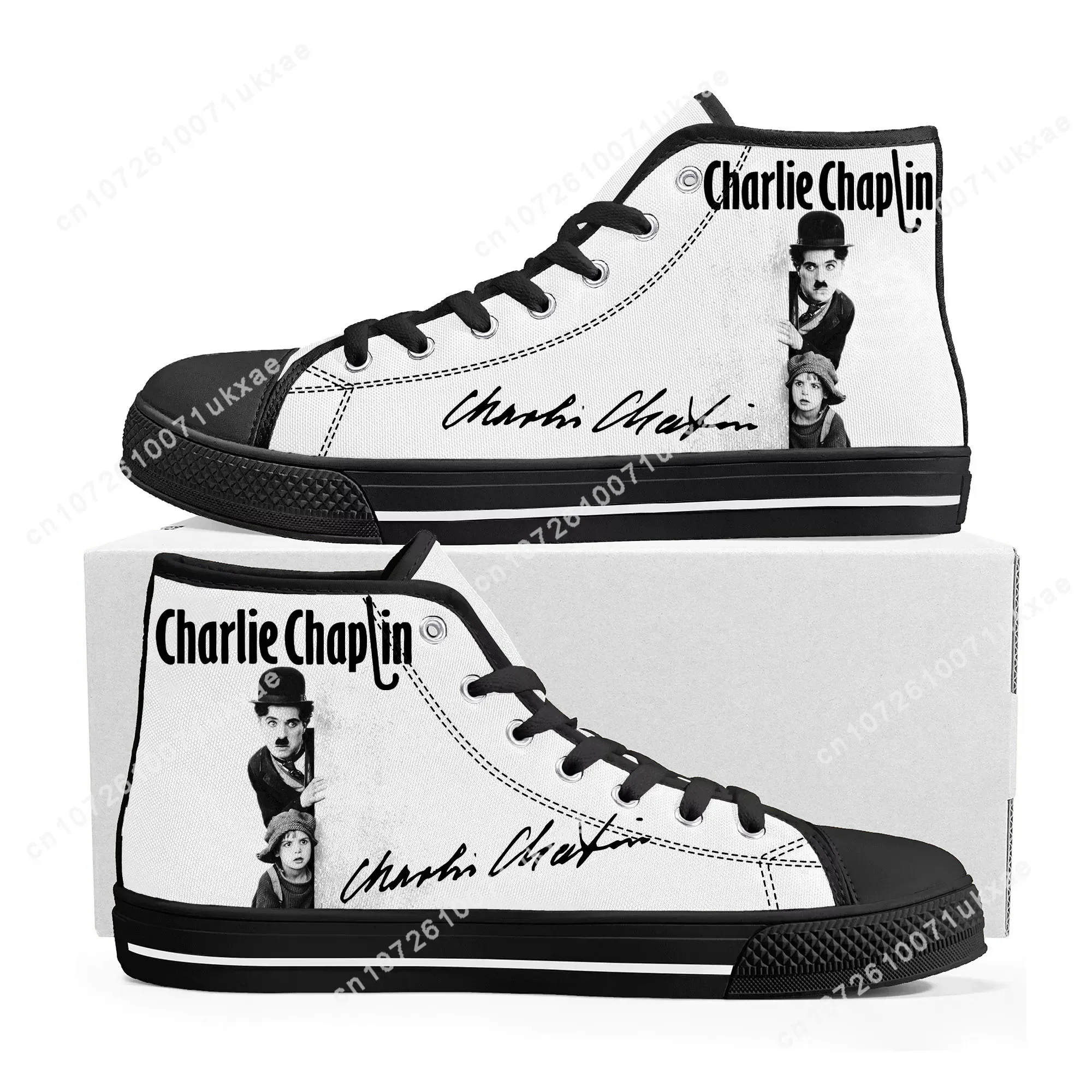 Charlie Chaplin-Baskets montantes en toile pour hommes et femmes, chaussures de couple décontractées, chaussures sur mesure pour adolescents, rencontre, haute qualité