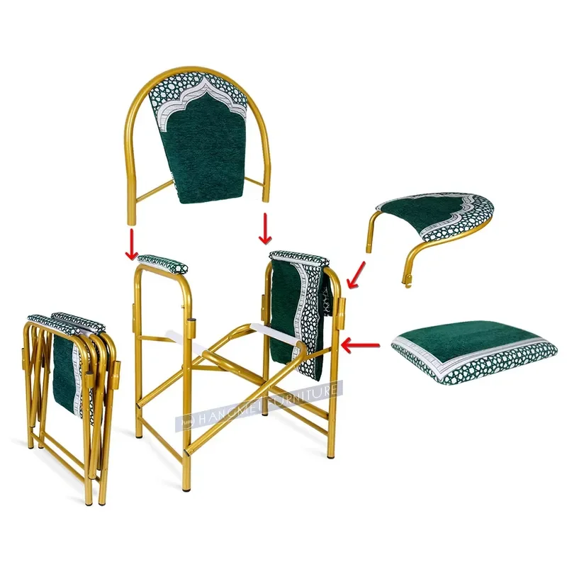 Wholesale metal new portable low-cost folding Muslim prayer chair