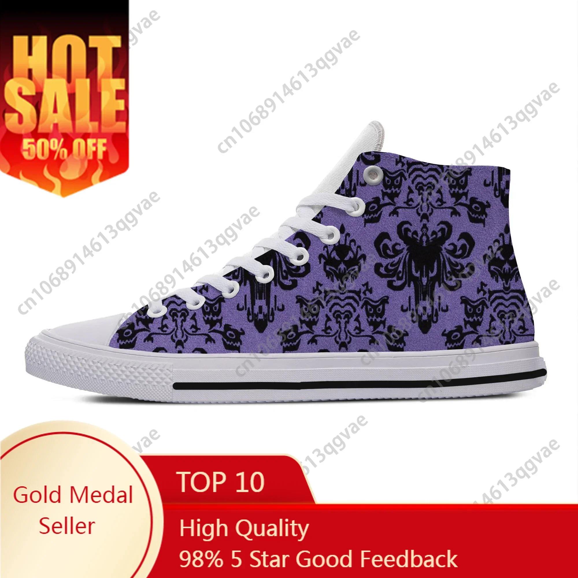 

Hot Cool Haunted Mansion Novelty Design Fashion Lightweight High Top Classic Board Shoes Men Women Casual Breathable Sneakers