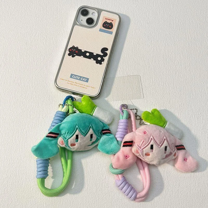 Hatsune Miku الهاتف المحمول الحبل Kawaii الإبداعية قصيرة حبل قلادة المرأة موضة الهاتف شنقا حبل حزام الملحقات