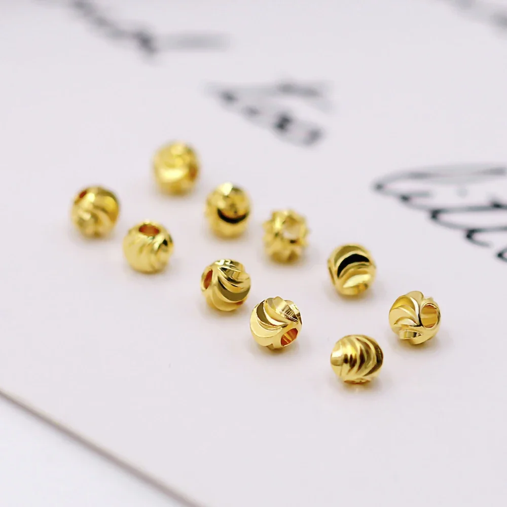 Brass Gold Plated 3 4 5 6 8mm Faceted Moon Cut Spacer Bead Half Round Corrugated Beads For Diy Bracelet Jewelry Making Supplies