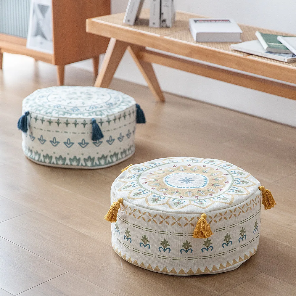 

Unstuffed Round Pouf Covers Boho Colorful Geometric Ottoman Pouf Cover,Decoration Footstool for Living Room,Bedroom Patio