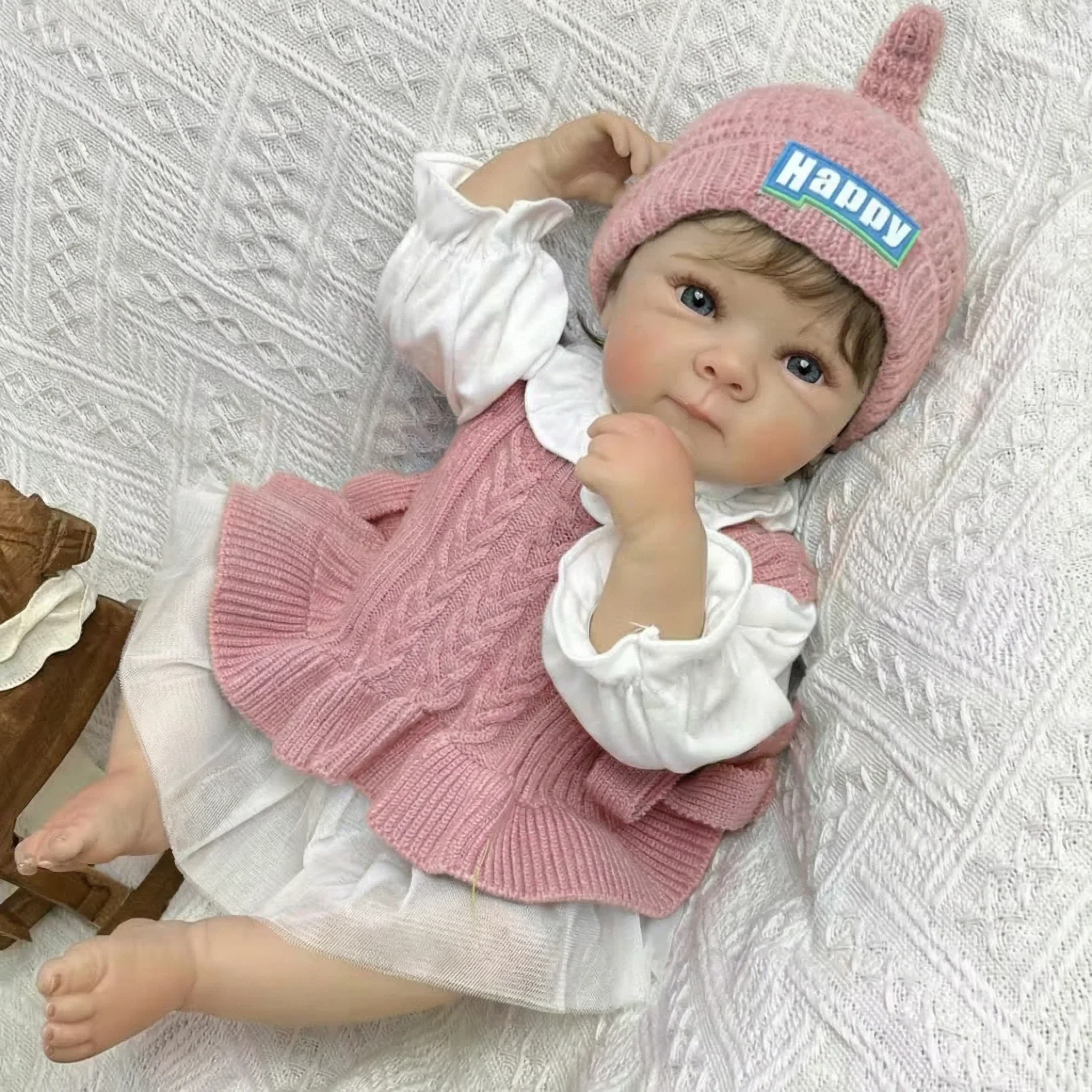 

19inch Lifelike Art Doll with Full Vinyl Body Bettie NPK Cuddly Baby Multiple Layers Painting 3D Skin Visible Veins Collectible