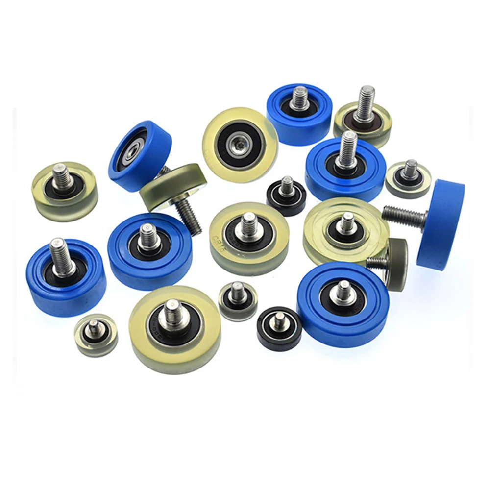 1Pc PU Coated Screw Roller Bearings With Stainelss Steel M8 Thread Door Window Metal Guide Wheel