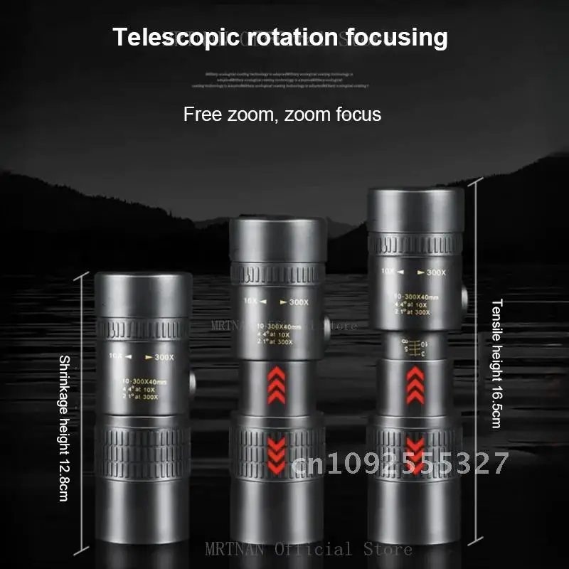 Metal 10-300X Zoom HD Powerful Binoculars Long Range Portable High Quality Professional Telescope Monocular for Hunting