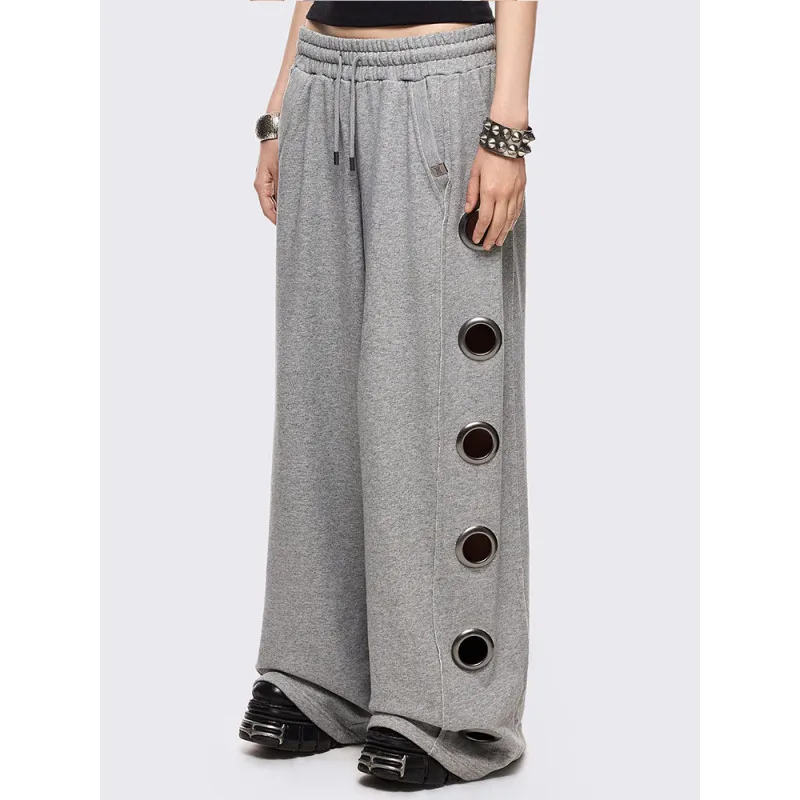 2025 otoño/invierno nuevo estilo de calle europeo y americano de moda Piercing holgado pantalones con capucha falso de dos piezas