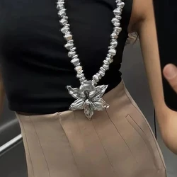 New ZAA Beaded Flower Necklace, Exaggerated Heavy Metal Style Flower Necklace, Suitable for Daily Wear Jewelry Accessories