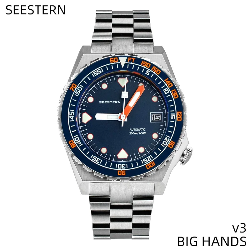 SEESTERN SUB600T Mens Diver Watch Automatic NH35 Movement Ceramic Bezel Lume Mechanical Wristwatches Sapphire Waterproof V3