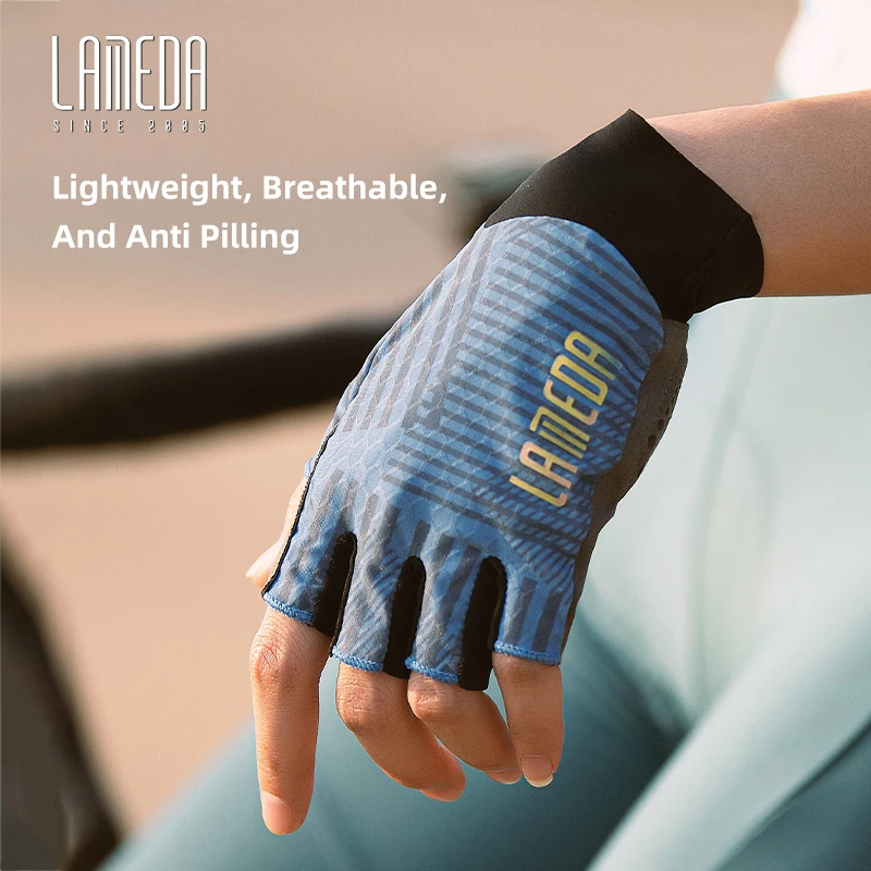 LAMEDA Summer New Cycling Short Finger Gloves Breathable and Shock Absorbing Half Finger Road Bicycle Mountainous Bicycle Equipm