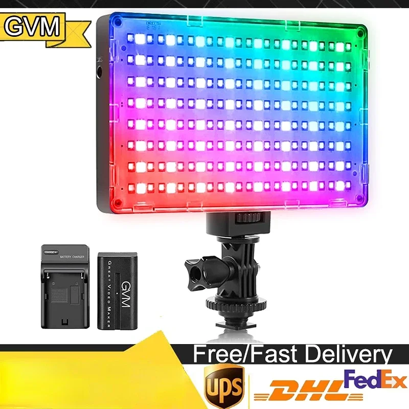 

GVM RGB Video Light With APP Control 360 ° Full Color Led DSLR Camera Light 3200K-5600K Rechargable Led Video Lighting Panel