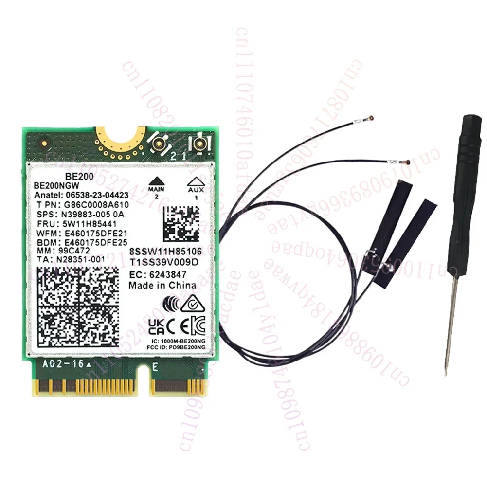 IYBBW-WIFI 7 BE200 BE200NGW WiFi Card+Antenna BT 5.4 802.11AX Tri-Band M.2 NGFF Wireless Network Adapter for Win10/11
