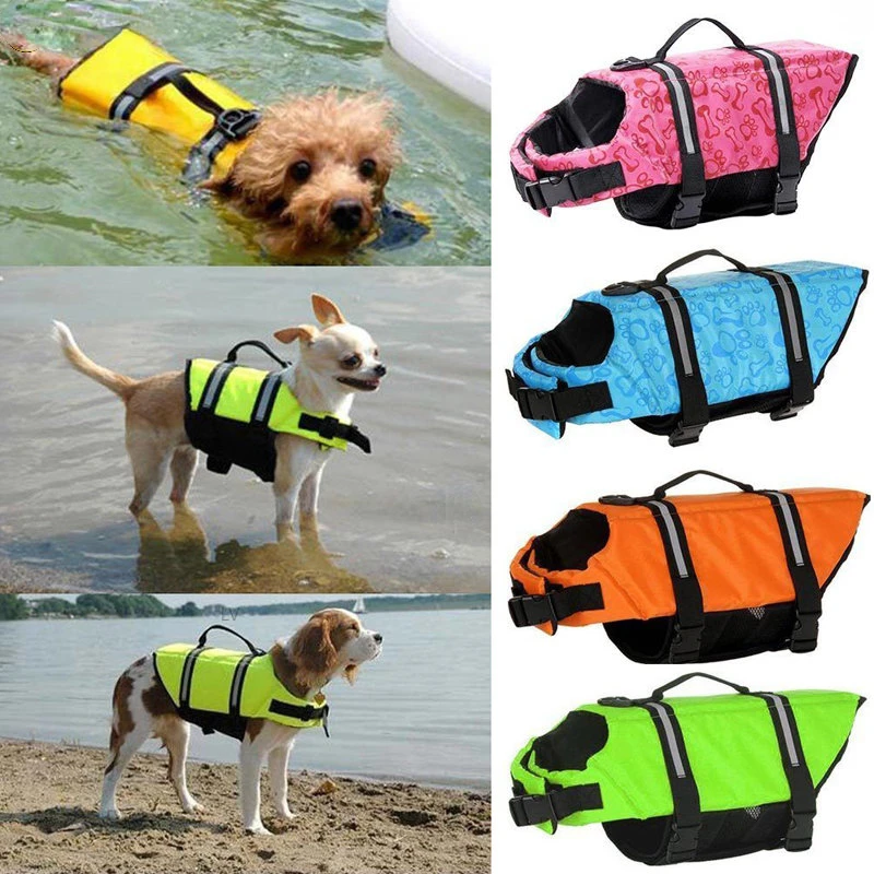 XXS-XXL Dog Life Vest Summer Printed Pet Life Jacket Dog Safety Clothes Dogs Swimwear Pets Safety Swimming Suit Summer