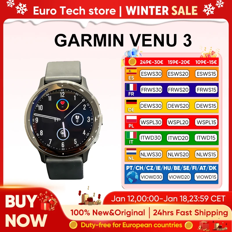Garmin Venu 3 45mm smartwatch 1.4 pouces AMOLED écran tactile en cours d'exécution Fitness 30 + sport GPS musique