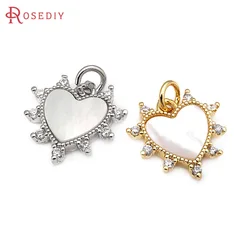 4PCS Brass Zircon Shell Heart Charms Pendants High Quality Necklace Earrings Diy Jewelry Accessories Rosediy official-website