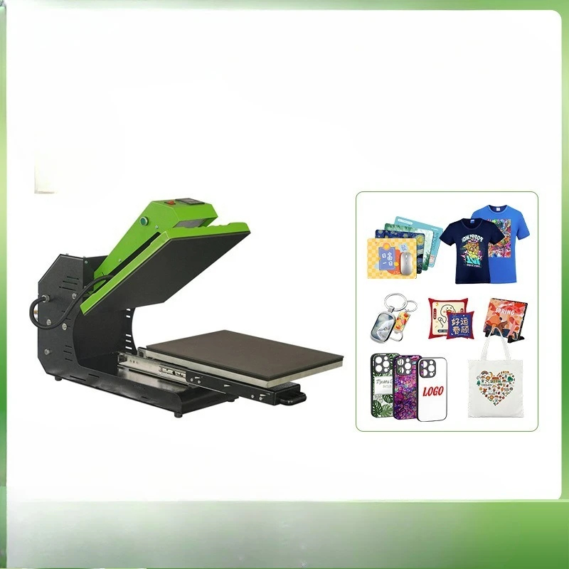 Automatic Electric Single-Station Pull-Out T-Shirt Heat Press Machine 38x38cm for Tote Bags Caps and Garments No Air