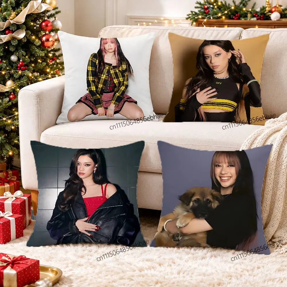 FOR Katseye Megan 45x45cm Square Cushion Cover Cartoon Print Decorative Throw Pillow Case for Couch Bed Car Home Decor