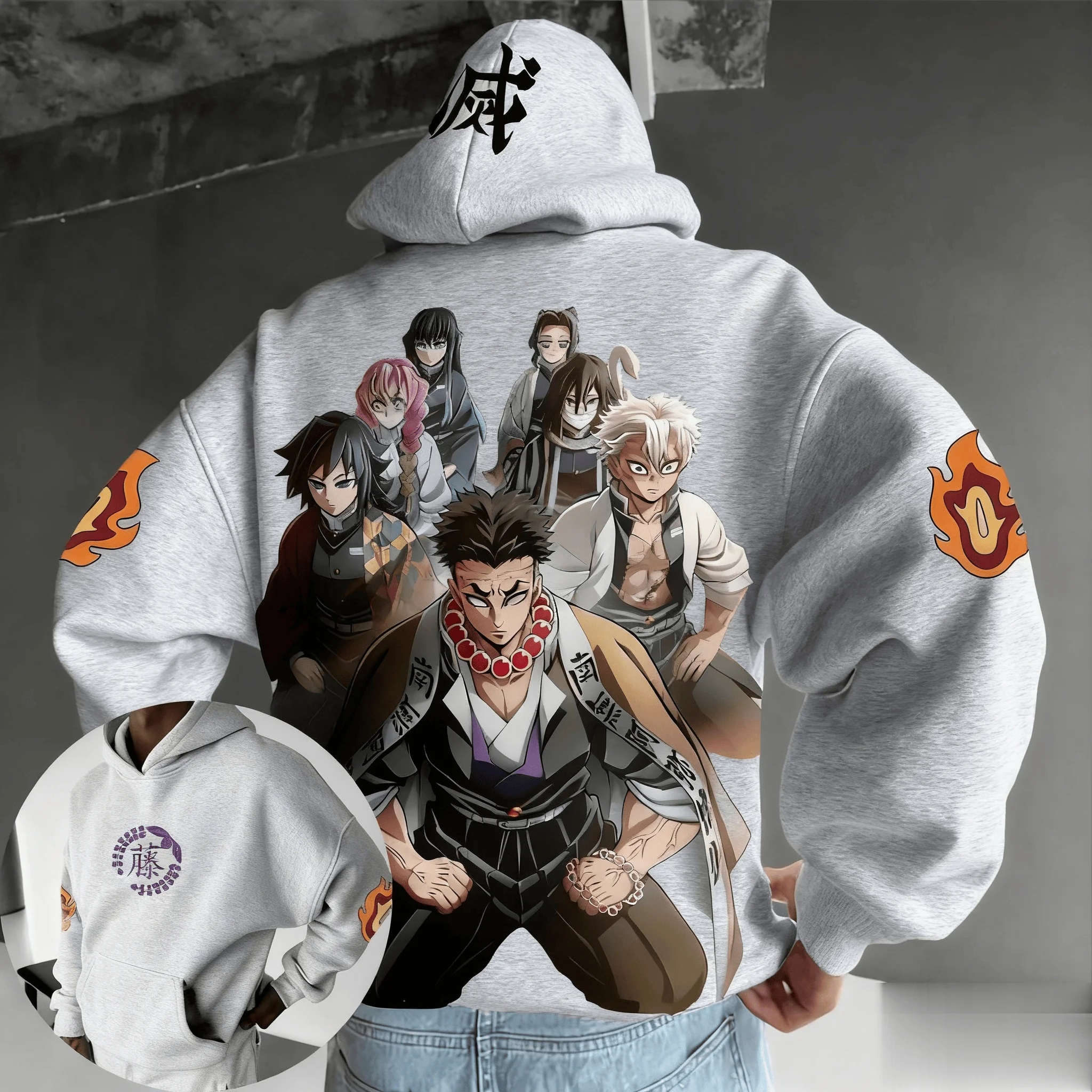

Толстовка с капюшоном в стиле аниме для мужчин и женщин, пуловер с принтом «Убийца демонов», осенне-зимняя куртка, уличная одежда, повседневные топы с капюшоном Y2k